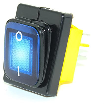 AAKOMA KCD4 T85 220V 30A Heavy Duty Rosso Blu Verde IP68 Interruttore a levetta a LED Impermeabile 4 Pin on off Marine Freeze Rocker Switch (Color : Blau, Size : 220v)