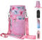 TradeProvider® 2litre Drinking Water Bottle Carrier Sleeve Bag with Adjustable Strap, Pockets and Key Holder Bottle Sleeve - Pink with Floral Design