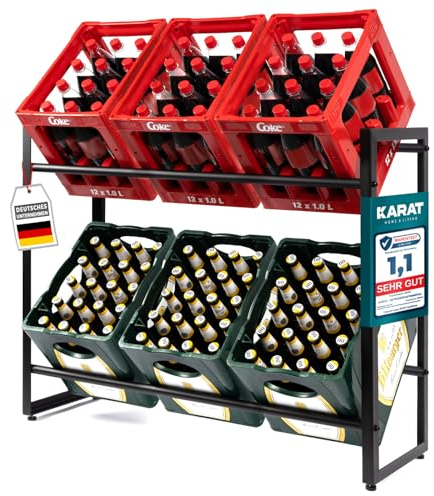 KARAT Kenji - Scaffalatura per 6 cassette in acciaio, stabile e robusta, per casse di birra, supporto per casse, bibite, armadietto per bevande, scalabile in altezza, 104 x 32 x 82 h cm