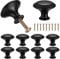 10 Pcs Modern Matte Black Cabinet Cupboard Knobs Round Drawer Handles, Durable Zinc Alloy Wardrobe Door Pulls for Kitchen, Bedroom, Furniture, Wardrobe, Cupboard, Drawers - Easy to Install (27x21mm)