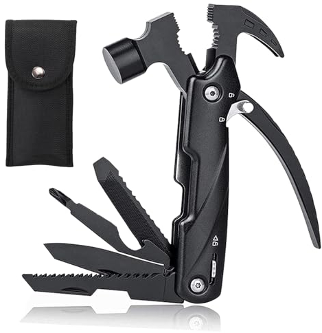Herramienta Multiusos,Camping Accesorios,Supervivencia Accesorios-12 en 1 Multiherramienta Plegable con Martillo, Alicates,Llave, Abrelatas,Ideal para Acampar, Actividades al Aire Libre