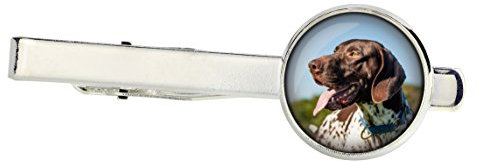 Art-Dog Pince à cravate avec photo de chien | Fait main | Couleur argentée | Marque anallergique sans nickel | Diamètre photo 16mm | Pointer