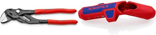 Knipex Pliers Wrench pliers and a wrench in a single tool grey atramentized, plastic coated 180 mm 86 01 180 & ErgoStrip Universal Stripping Tool, for Right-handers 135 mm 16 95 01 SB