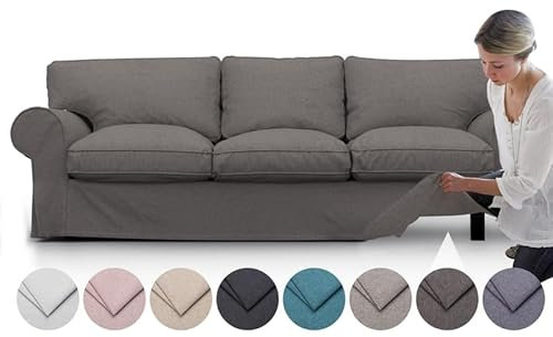 comfortly Ektorp 3-Sitzer-Sofa Ersatzbezug - Strapazierfähiger Schonbezug, Haustier- und Schmutzabweisend, Langlebiges Nano-Tech-Gewebe, Leicht zu Reinigen und zu Ersetzen (Steinfarbe)