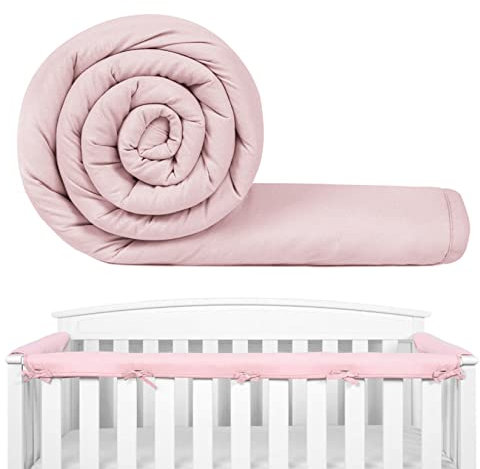 3 piezas de rieles de cunas de bebés protector de cubierta para masticar la cuna protector de la cuna de la dentición envoltura para rieles delanteros laterales rosa, parachoques de cama