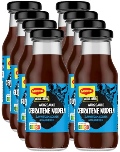 MAGGI Magic Asia Würzsauce Gebratene Nudeln, asiatische Soße mit Sojasauce und Sesam Öl, 8er Pack (8 x 190ml)