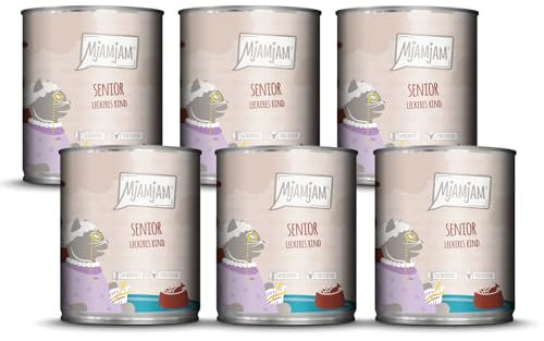 MjAMjAM - Premium Nassfutter für Katzen - Senior - leckeres Rind, 6er Pack (6x800g), getreidefrei