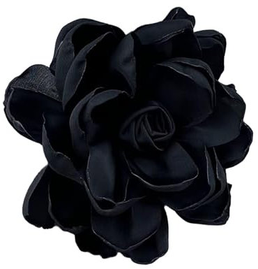 Perfeclan Broche en Forme de Fleur de 10 cm, épingle décorative élégante, Demoiselle d'honneur, Femme, mariée, Noir