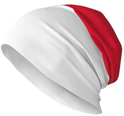 EdWal Beanie-Mütze mit Flagge von Monaco, warm, gestrickt, weich, hautfreundlich, für Damen und Herren, Schwarz, Schwarz , Einheitsgröße