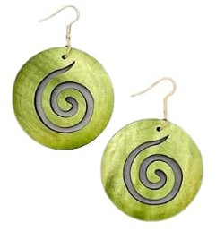 ◦•●◉ஐ GROSSE SPIRALEN IN GRÜN RUNDE AUSGESTANZE OHRRINGE AUS HOLZ ஐ◉●•◦ Ohrringe aus Holz-Scheiben in einem tollen Grünton, spiralförmig