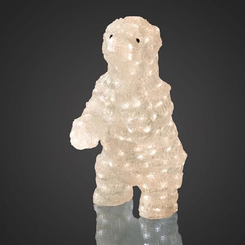 Hellum LED Eisbär Acryl Dekofigur, 200 warmweiße LEDs, 50 cm hoch, wetterfest, 5m Zuleitung, Außen Transformator, Outdoor Weihnachtsdekoration, Helligkeit <59 Lumen 152692