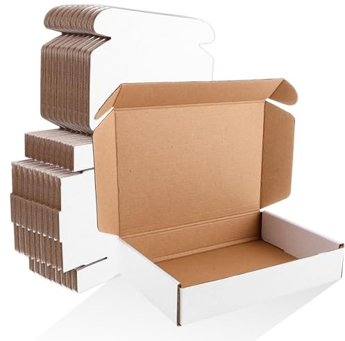 CYEER 30 Stück Maxibriefkarton Weiß 20x14x4cm – Versandkartons Klein aus stabiler Wellpappe – Portooptimiert für Warensendung & Büchersendung – Faltkarton für E-Commerce, Schmuck & Geschenke