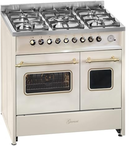 Gurari GCH E 916 Cr R - Estufa de gas (90 cm, con horno eléctrico doble, color crema, gas natural y propano • 5 fuegos de gas • 90 cm)