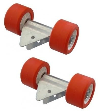2 Rouleaux remorque Bateau Rouge, Galets Diamètre 120mm, pour Tube chandelle 40x40mm, Fabriqué en France