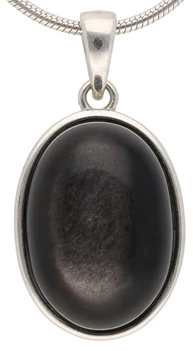 Lebensquelle Plus Eleganter Edelstein Anhänger oval | In 925er Silber gefasst mit Öse | 18 x 13 mm