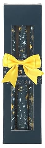 Starry Night Taper Candles Set of 3 | Unscented Celestial Christmas Candles | 5 Hour Burn | Festive Table Decor