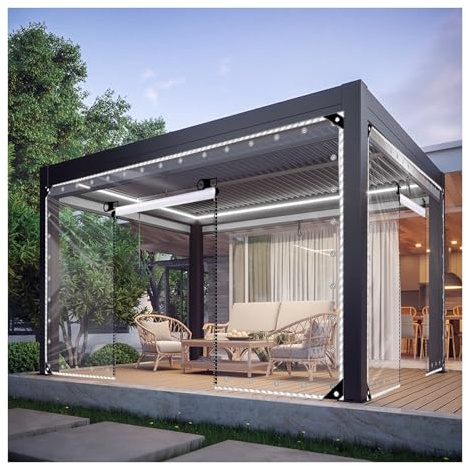 Clear Tarps with Zipper,Heavy Duty Tarp,Construction Door Cover,Anti-Tear PVC Vinyl Tarpaulin Enclosure,Outdoor Curtain Waterproof with Zipper,680 g/m²(H1.6xW4.5M/H5.25xW14.76ft)
