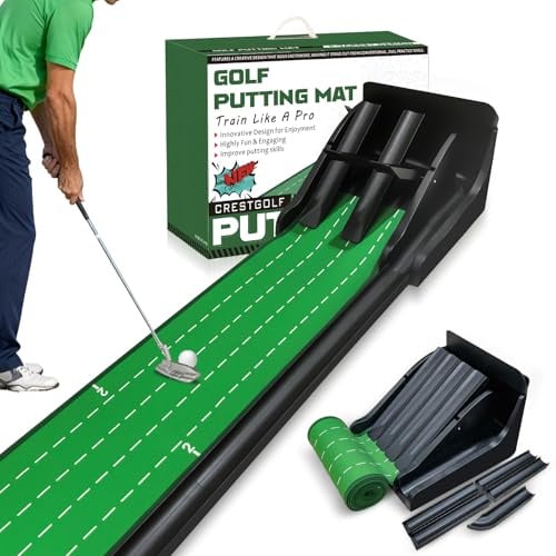 CRESTGOLF Alfombra Putting Golf,Retorno automática Alfombra Golf/Alfombras de práctica para Exterior