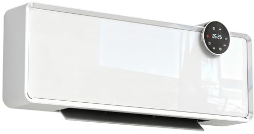 HOMCOM Chauffage mural céramique 1000/2000W, radiateur électrique, ventilateur, 3 modes, thermostat, oscillation, programmable hebdomadaire, minuterie, détection fenêtre ouverte, télécommande, blanc