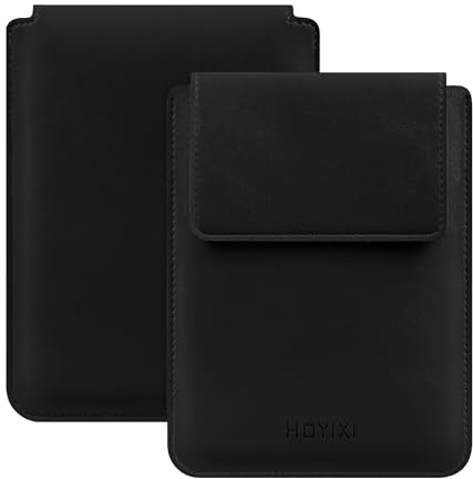 HoYiXi Hülle für 6 Zoll Kindle/Kobo/Voyaga/Lenovo/Pocketbook/Tolino E-Book E-Reader Leichte Leder Schutzhülle Tasche für für 6 Zoll E-Book, Schwarz