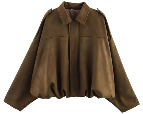 Giacca Moto Bomber Donna In Finta Pelle Scamosciata Con Colletto Risvolto Giacca Softshell Caldo Primavera Inverno Maniche Lunghe Vintage Cappotto Giubbotto Donna Invernale Moda Camoscio Giacche