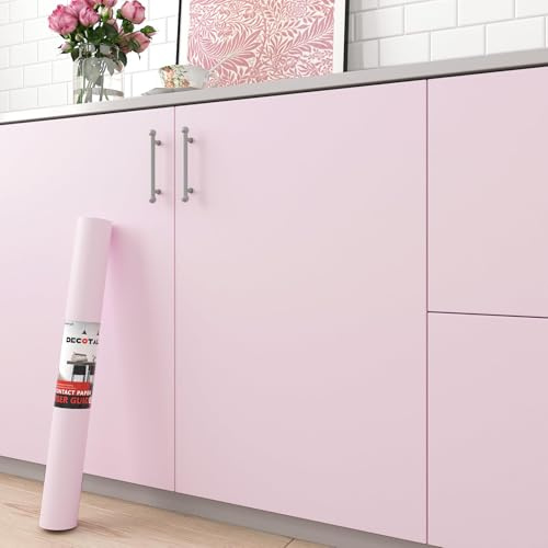Decotalk Papier Peint pour Chambre de Fille Rose Clair Uni 60X500cm Adhésif pour Meubles Rose Épais Rouleau Adhesif Décoratif Film PVC Vinyle Film Adhésif pour Salon Armoire Porte Murs Imperméable