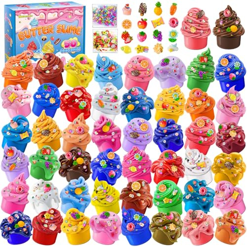 Lot de 50 Slime au Beurre Enfants, Jouets de Bricolage Filles et Garçons | Slime Doux et Non Collant