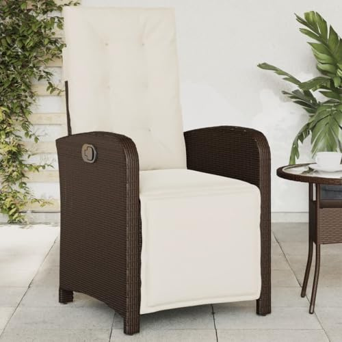 Ordellia Gartensessel mit Fußteil, Verstellbarer Relaxsessel Braun aus Poly Rattan, UV-beständig, 110kg Traglast, für Balkon & Garten