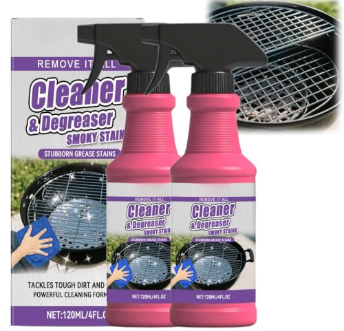 Yaohua 2pcs 120ml Grill Degreaser Spray,Spray Dégraissant Barbecue,Puissant Cleaner Dégraissant Barbecue,Nettoyant Grille Barbecue et Plancha Fonte,Solution Efficace pour Nettoyage Plancha Fonte