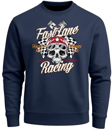 Neverless Sweatshirt Herren Skull Totenkopf Fast Lane Racing Pullover Rundhalspullover