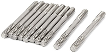 sourcing map 10 Stück Doppelend Gewindebolzen Schraube M8 x 80mm Eng Einstellbare Schubstange Silber Ton