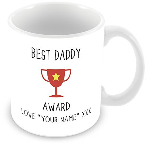 Best Daddy Award Trophy Personalised Mug/Cup (Add Name Who Mug is from) Personalised Gift Red