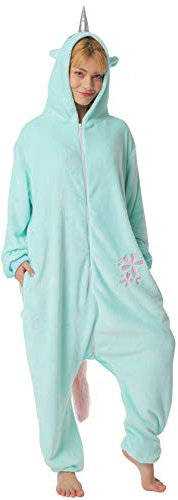 corimori 1852 Jade das Einhorn Damen Herren Onesie Jumpsuit Anzug Einteiler Kostüm Verkleidung Gr. 150-160cm, Türkis