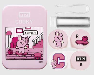 BTS BT21 Official Merchandise Contact Lens CASE + Extra BTS PHOTOCARDS (TATA) (Cooky)