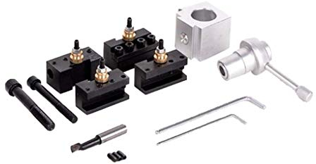 Tubayia Mini Drehmaschine Schnellwechsel Werkzeughalter Kit Schnellwechsel Stahlhalter für Drehbank