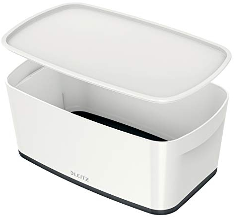 Leitz MyBox Aufbewahrungsbox mit Deckel, 5 Liter, Wasserabweisend, perlweiß /schwarz, WOW, 52291095