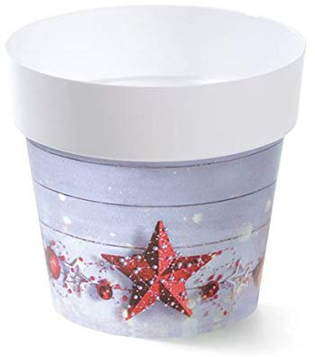 Christmas Design Flower Plant Pot for Poinsettia or Mini Christmas Tree (12cm, Star)