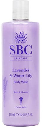 SBC Skincare Lavender & Water Lily Body Wash - 500ml | Cleansing Shower Gel For The Family | Vegan Friendly Body Wash | Relaxing Lavender Oil Shower Gel