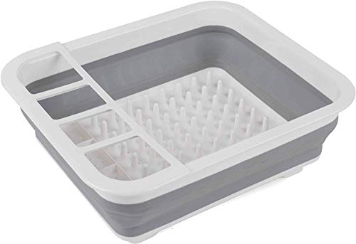 Garden Mile Collapsible Plastic Dish Drainer With Drainer Board-foldable Drying Rack Set-portable Dinnerware Organiser-space Saving Kitchen Storage Tray, Sink Drying Rack With Cutlery Divider
