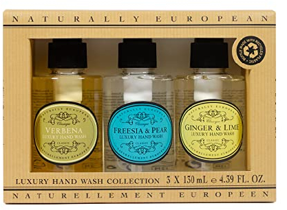 Naturally European Luxury Hand Wash Gift Set - Freesia & Pear, Verbena, Ginger & Lime 3 x 130ml