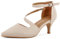 Greatonu Damen Low Heels Kleid Pointed Kitten Pumps Schuhe Beige-T EU 40