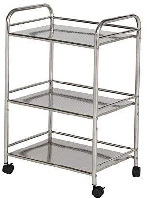 CLIPOP Edelstahl Servierwagen,Rollwagen mit 3 Ebenen Kapazität 150 kg Edelstahlwagen mit Rollen Küchenrollwagen mit Rollen, Servierwagen Grillwagen Outdoor Küche Restaurant Wagen (35D x 50W x 75H)