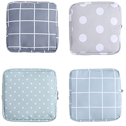 Kytpyi sac serviettes hygiéniques, 4 pièces sac menstruel sac de rangement serviette hygiénique porte monnaie fille pochette de la coupe menstruelle tampons collecter pour les adolescentes femmes dame
