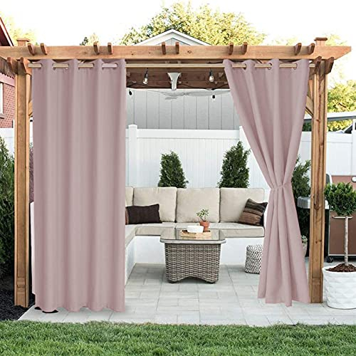 LIVEINU Outdoor Vorhänge Aussenvorhang Garten Verdunkelung Outdoor Gardinen Blickdicht Winddicht Wasserabweisend Sichtschutz Sonnenschutz UVschutz 2 Stück | 210x230cm(B x H) Rosa