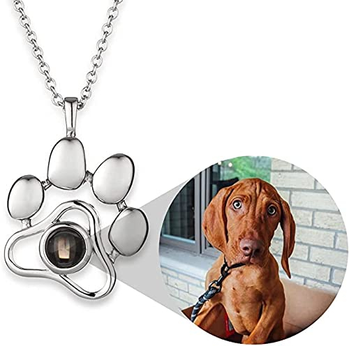 Glooraca Personalisierte Foto Projektion Halskette Benutzerdefinierte Projektion Halskette with Haustier Foto Hund Pfote Halskette für Geschenk