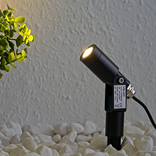 GARTUS® 3W LED Strahler Flavius 3000K mit Erdspieß | Außenlampe zur Beleuchtung von Garten, Terrasse, Pflanzen, Wegen, Teich | IP67, 1,5 m Kabel mit Stecker, Aluminium