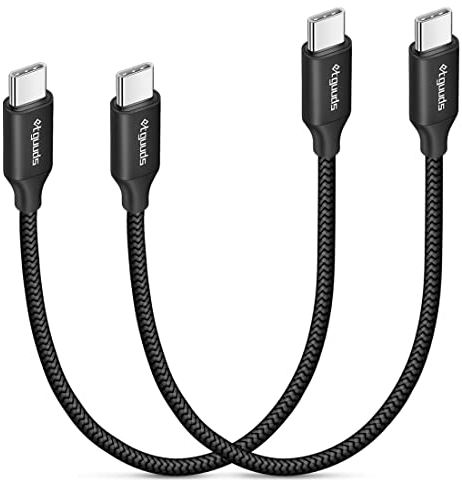 etguuds USB C auf USB C Kabel Kurz [2Stück 30CM], 60W USB Type C Ladekabel Nylon Schnellladekabel für iPhone 15 Pro Max Samsung Galaxy S24 S23 S22 S21 S20 S10 Note 20 Pixel 7/8 usw -Schwarz