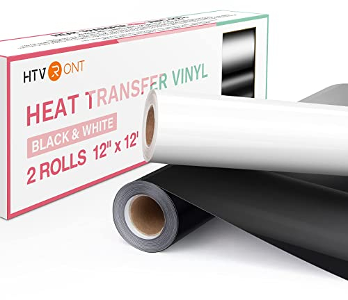 HTVRONT Heat Transfer Vinyl-2 Roll 12IN * 12FT(30.5x366CM) HTV Vinyl Roll for T-Shirt & Clothes