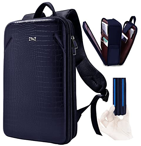 ZINZ Slim Laptop Backpack 15.6 Inch with Variable Capacity, Anti-Theft Business Daypack Water-Resistant Leather Shell Travel Bookbag,B02L01