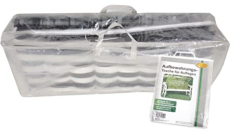 Novatool Auflagentasche I für 4 Auflagen I 135 g/m² I transparent I 125x32x50 cm I Schutzhülle Hochlehner Auflagen Hülle Sitzauflagen Tasche für Gartenpolster Sitzauflagentasche Gartenpolster-Tasche